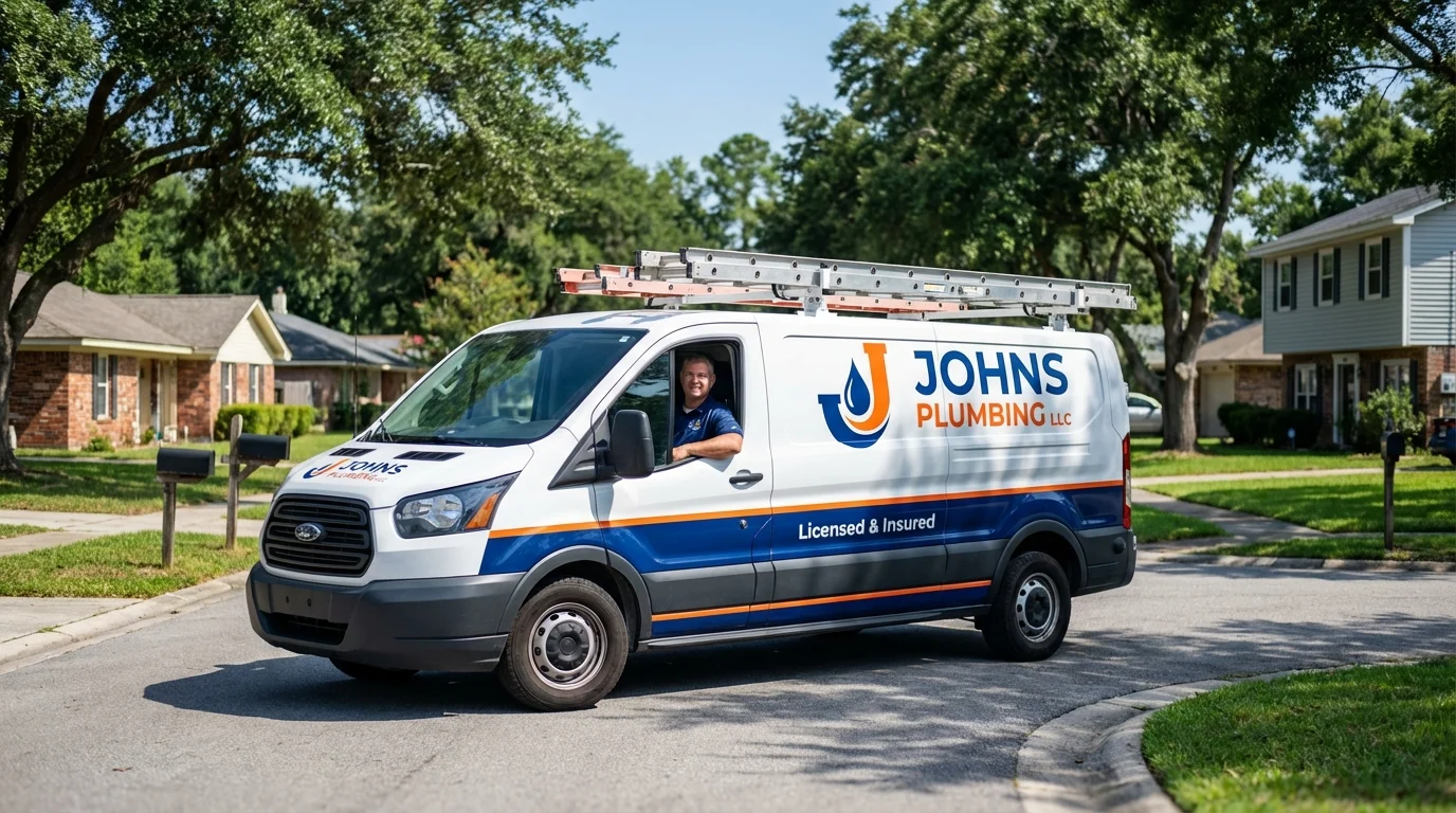 Johns Plumbing LLC service van in Winnebago, IL